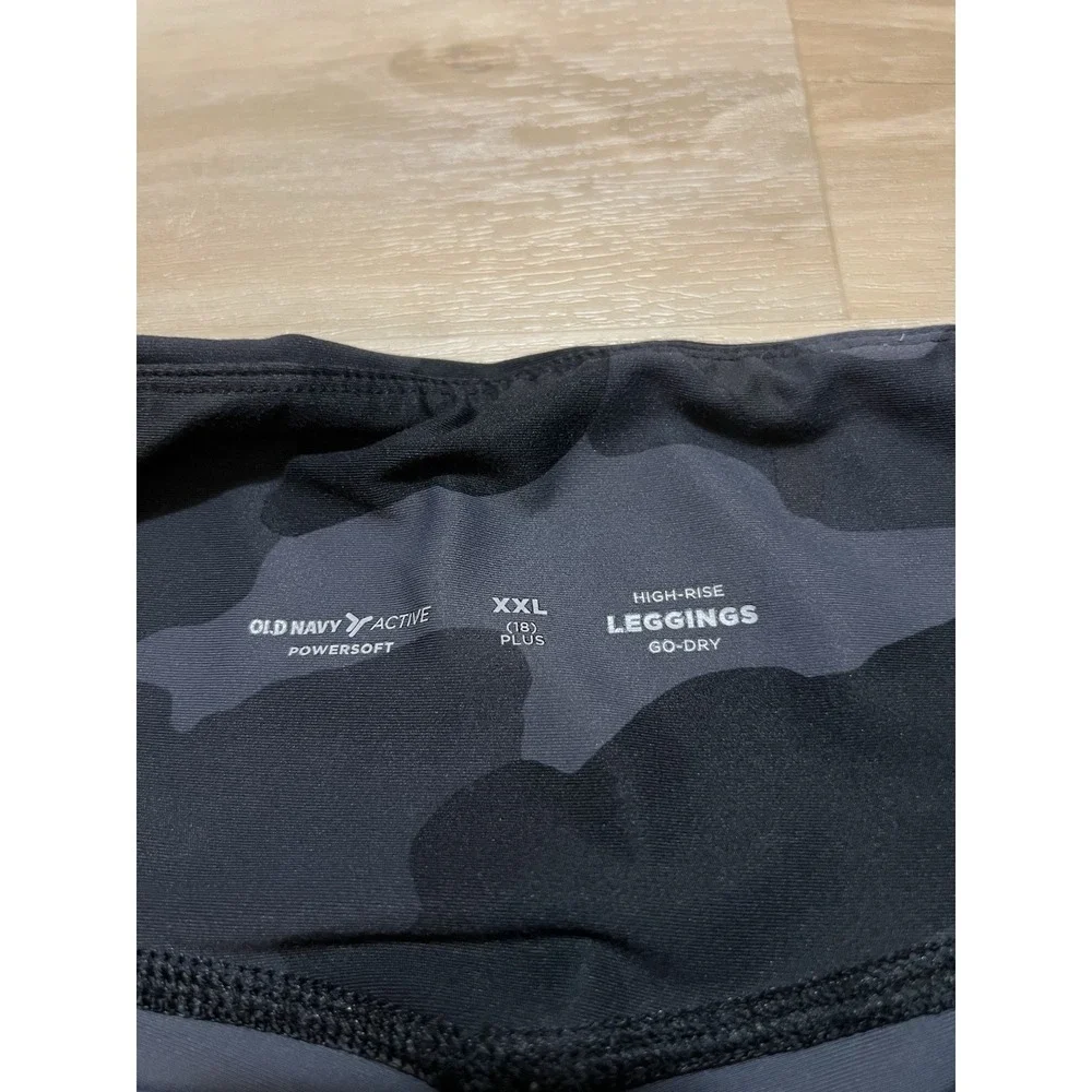 Old‎ Navy Active Go Dry Leggings Girls XXL (18) Black Gray Pull On Elastic Camo
